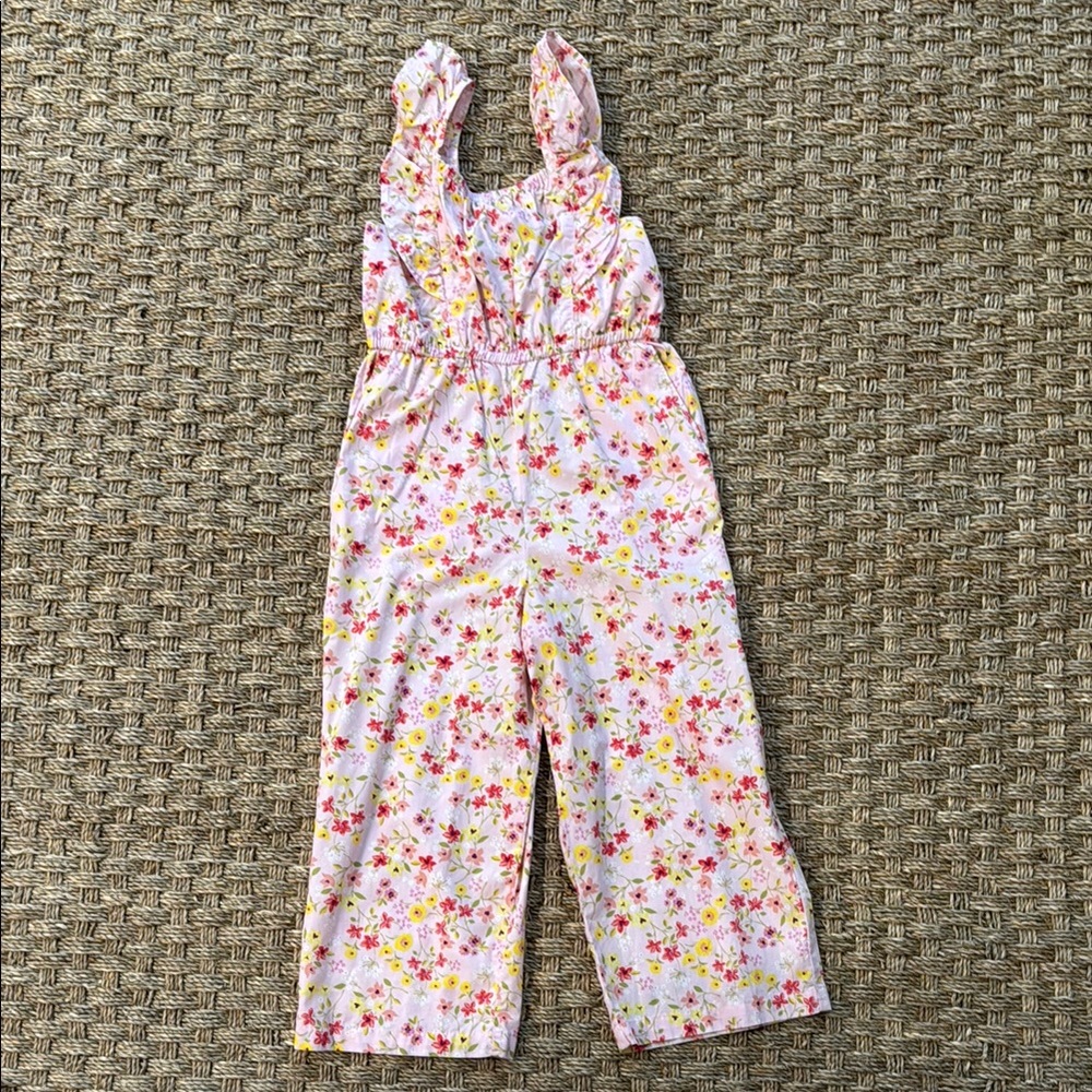 Tea Collection Pink and Yellow Floral Jumpsuit